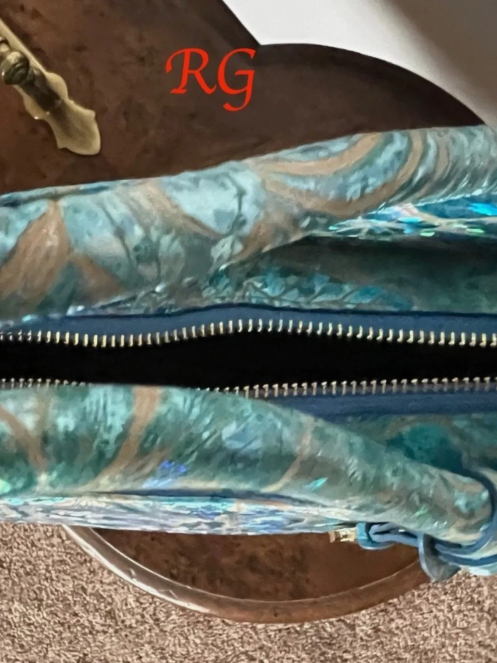 💙🩵 NWOT Brahmin Blue Serenity Sonic Large Elaine Dazzling Hologram Handbag🩵💙